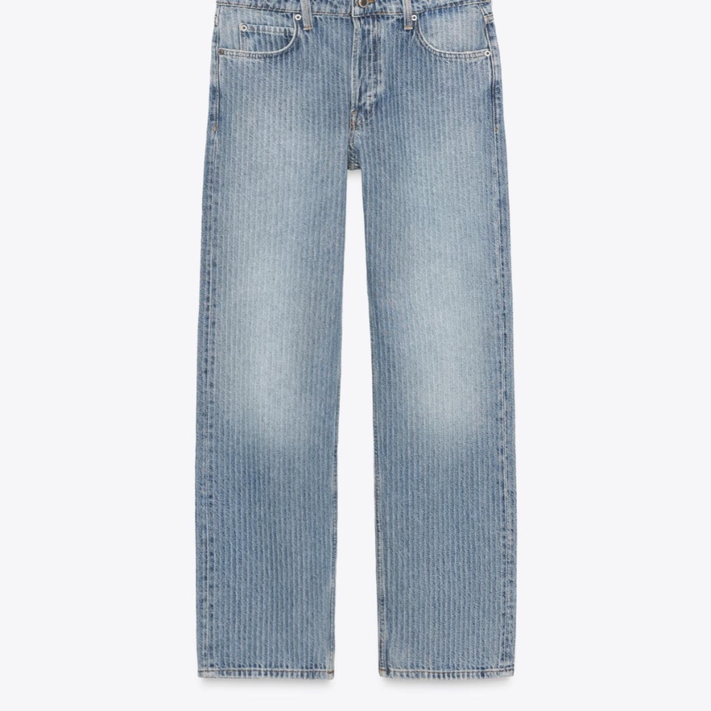ZARA Collection Mid-Rise Straight Leg Stripe Jeans – Modern Classic - Picture 4 of 10